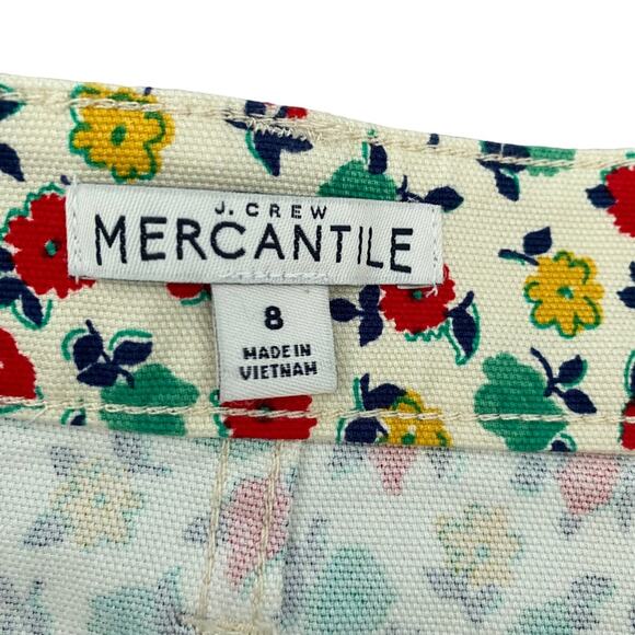 J. Crew Mercantile Floral Button Front Denim Stretch Mini Skirt Cream Red Green - Picture 5 of 6